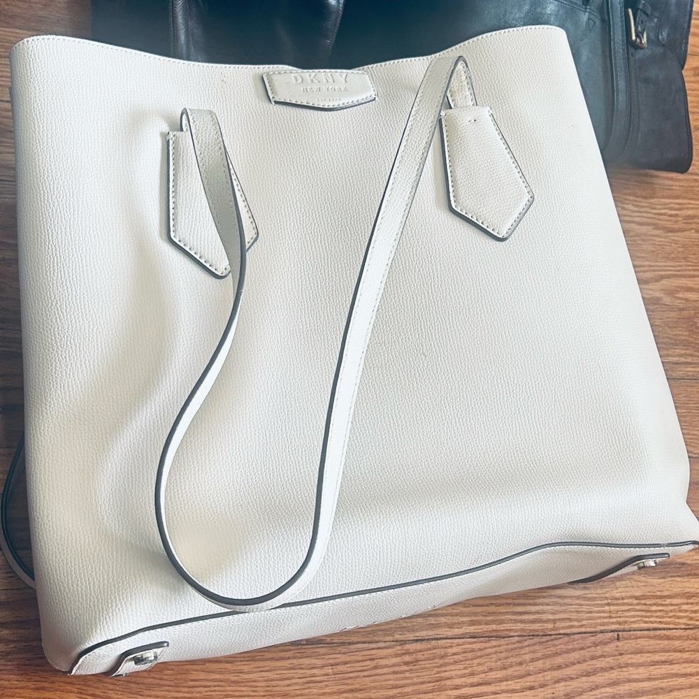 DKNY Cream Leather Tote Bag